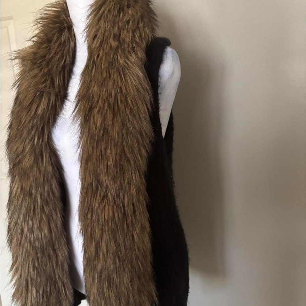 BB Dakota Brown Faux Fur-Trim Vest